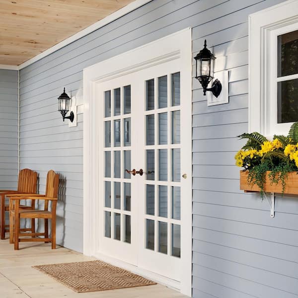 Chesapeake 17 in. 1-Light Black Outdoor Hardwired Wall Lantern Sconce with No Bulbs Included (1-Pack)