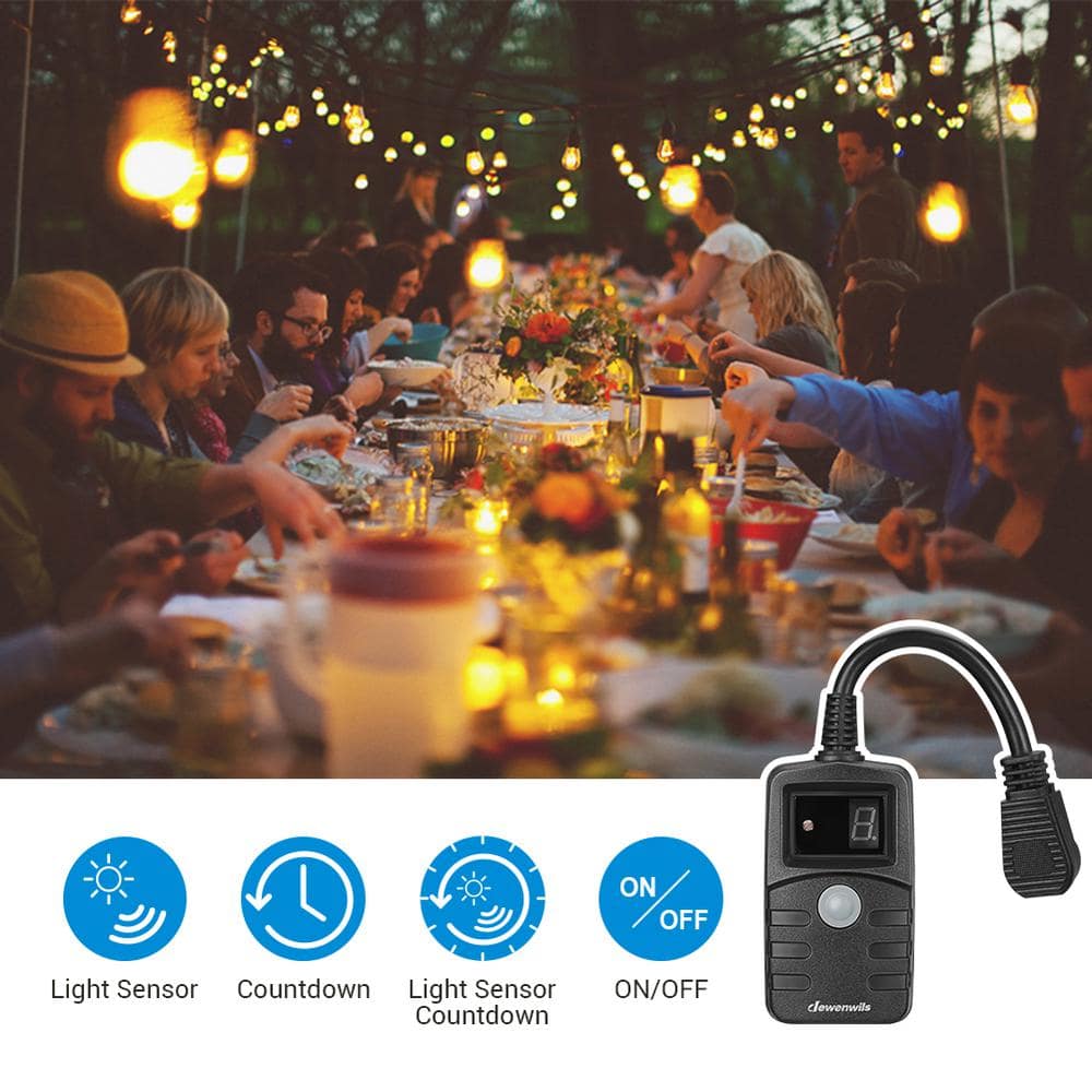Black Outdoor Waterproof Light Timer with Photocell Sensor