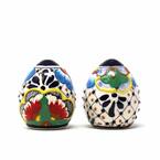 Mexican Pottery Dots and Flowers Salt and Pepper Shakers
