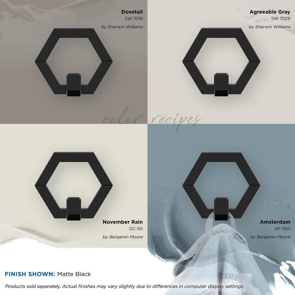 Matte Black Hexagonal Single Prong Decorative Wall Hook