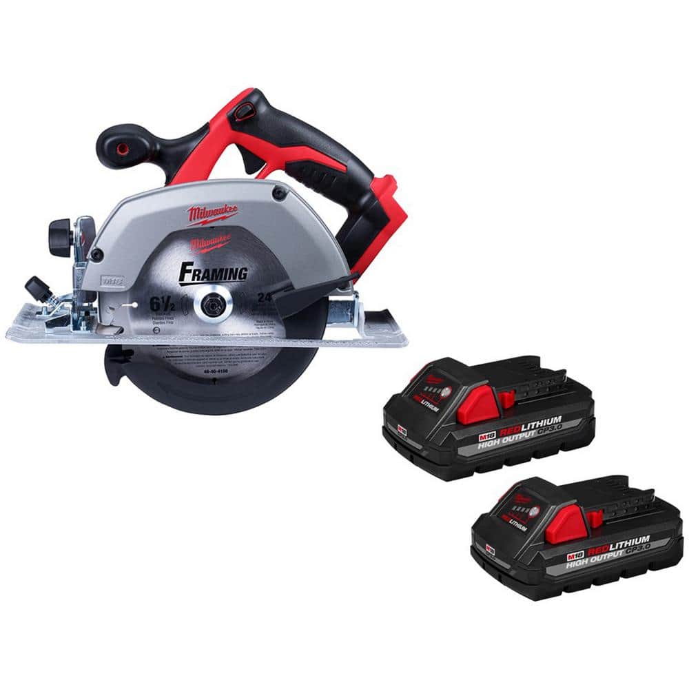 Milwaukee M18 18V Lithium-Ion Cordless 6-1/2 in. Circular Saw with Two 3.0  Ah Batteries 2630-20-48-11-1837 - The Home Depot
