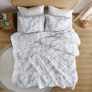 Aria 3-Piece Gray Floral Microfiber King/Cal King Comforter Set