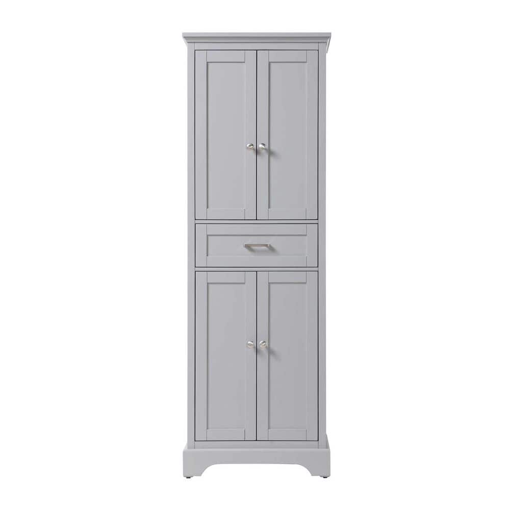 24 in. W x 20 in. D x 72 in. H Gray Freestanding Linen Cabinet