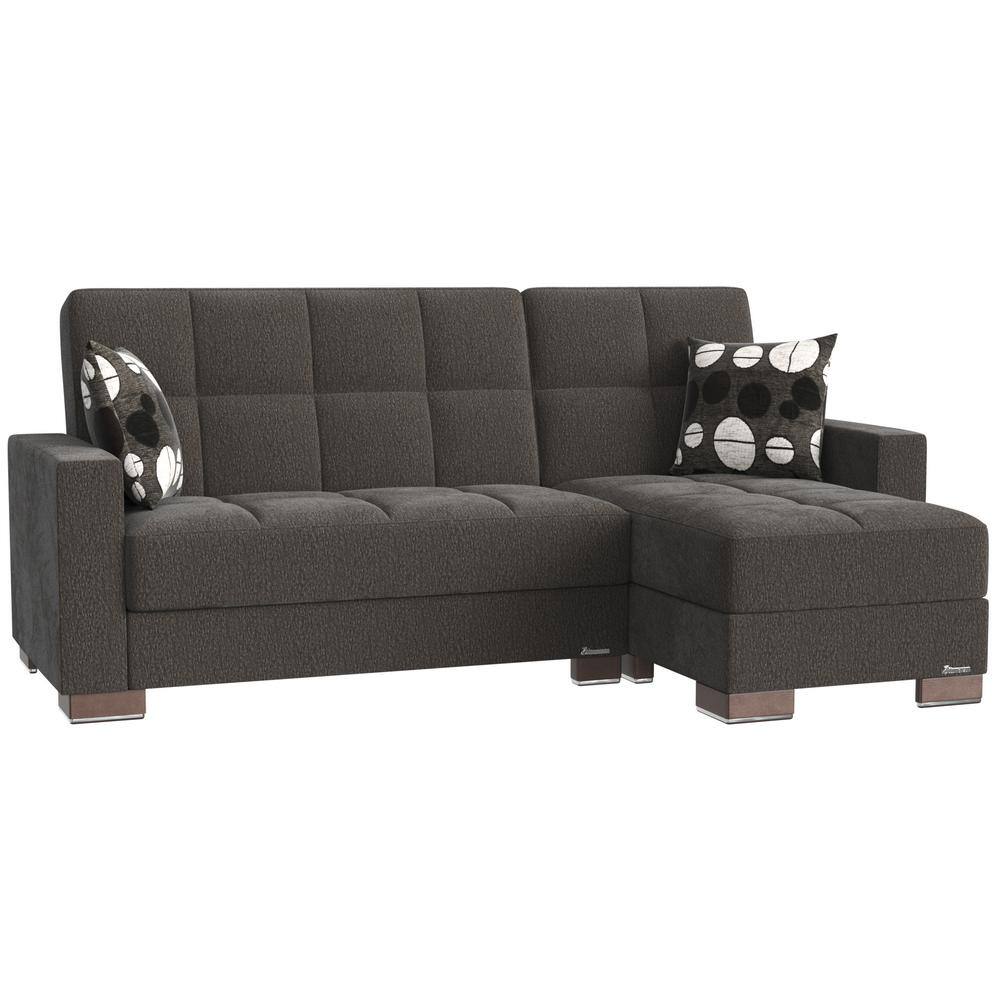 Ottomanson Basics Collection Dark Gray Convertible LShaped Sofa Bed
