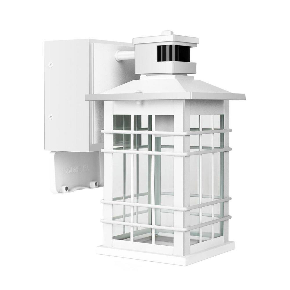 Outdoor Lantern Motion Sensor Porch Light with GFCI Outlets, 11.4'' Dusk to Dawn Outdoor Wall Light White price history on PriceWatchPro