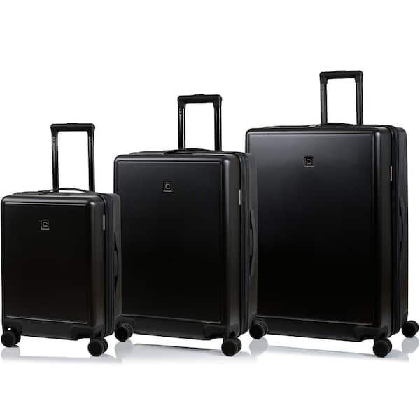CHAMPS Vintage Muse 28 in., 24 in., 20 in. Black Black Hardside Luggage Set with Spinner Wheels (3-Piece)