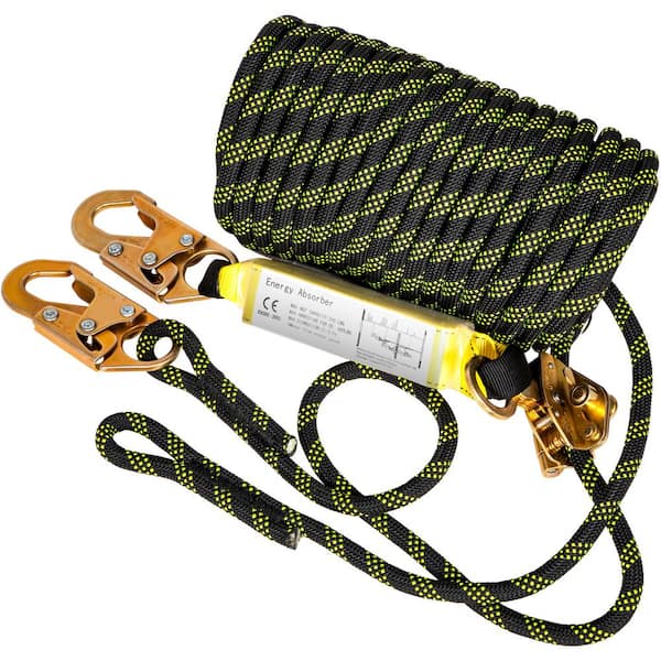VEVOR Vertical Lifeline Assembly, 25 ft Fall Protection Rope, Polyester Roofing Rope, CE Compliant Fall Arrest Protection Equip