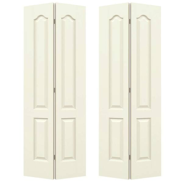 JELD-WEN 36 in. x 80 in. Princeton Vanilla Painted Smooth Molded Composite Closet Bi-fold Double Door