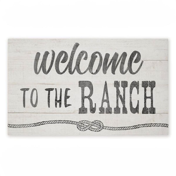 Rustic Welcome Ranch Entry White 18 in. x 30 in. Polyester Non-Slip Outdoor Door Mat