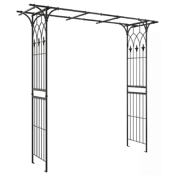 SenQWFa 81 in. Steel Metal Garden Arbor Arch Trellis for Climbing Plants Outdoor Backyard Lawn Wedding Arches Decoration