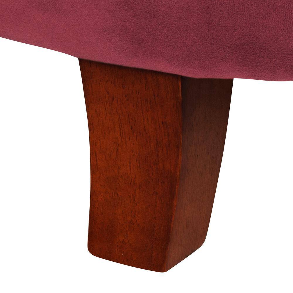 Elegant Tufted Round Velvet Ottoman with Dark Walnut Legs