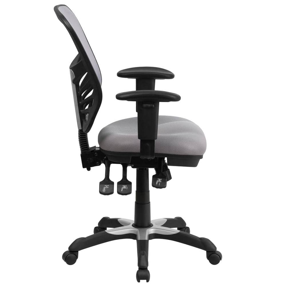 Ergonomic Mid-Back Mesh Executive Swivel Chair with Adjustable Arms in Gray