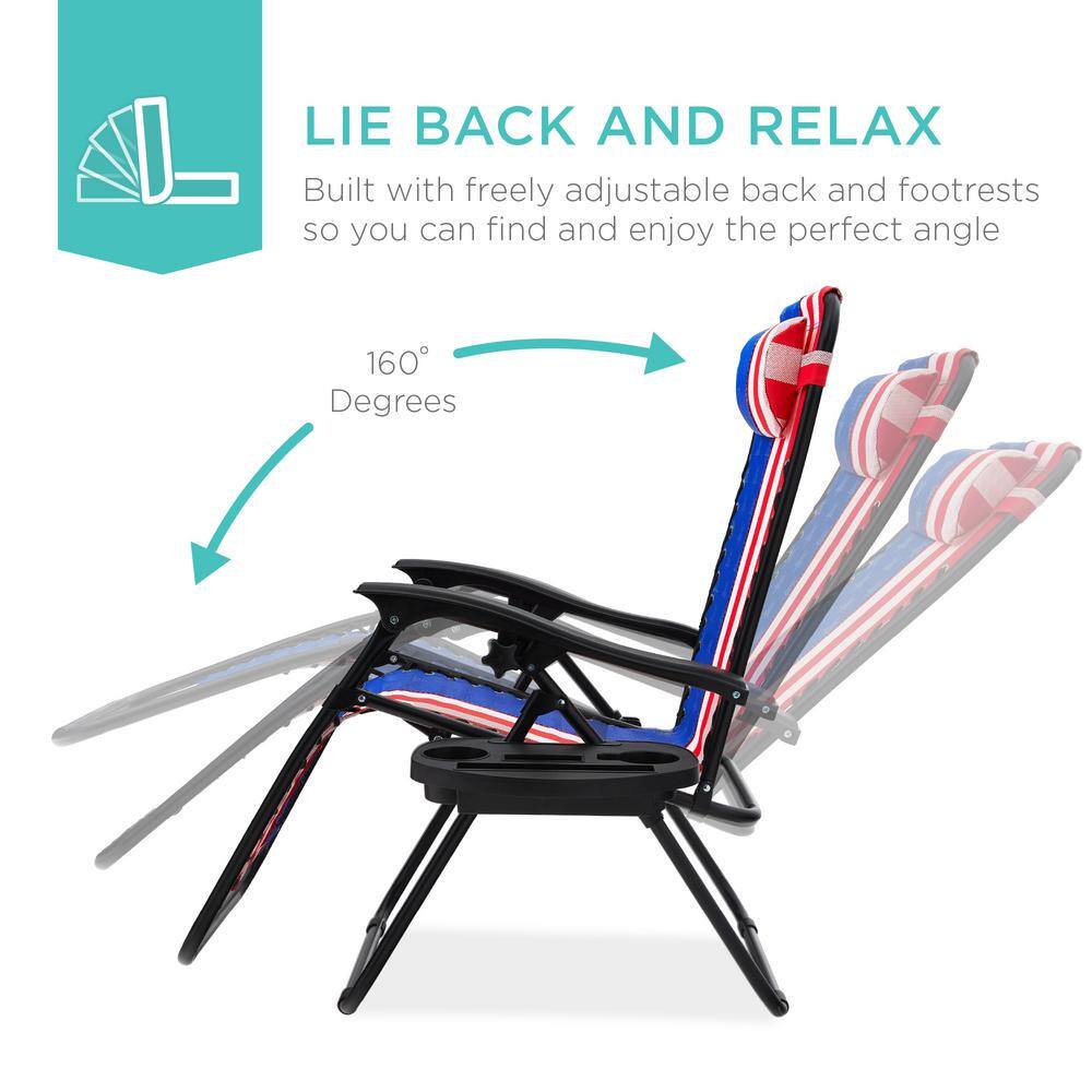 American Flag Zero Gravity Reclining Lounger with Cushions and Arms