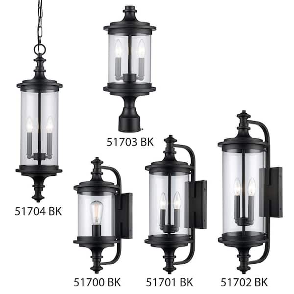 Bel Air Lighting Path 18.375 in. 2-Light Black Metal Hardwired