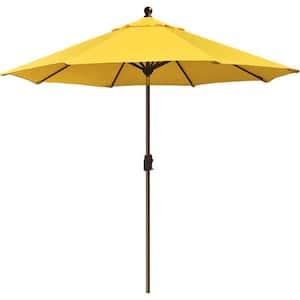 Elite Shade 9 ft. Aluminum Market Patio Umbrella with Push Button Tilt Crank Lift in Yellow Sunbrella