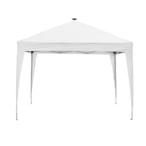10 ft. x 10 ft. White Lighted Patio Canopy Tent with LED lights for Pop Up Tent
