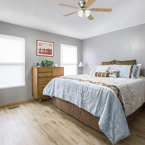 Contempora IV Antique Brass 52 in. Indoor Ceiling Fan with Reversible Oak/Walnut Blades Ceiling Fans With Lights