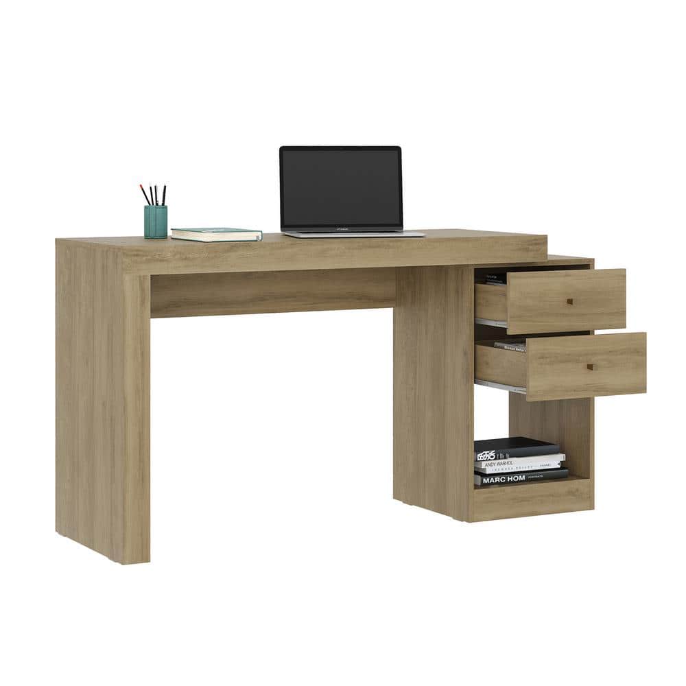 Expandable Pine Wood Home Office Desk with Storage Drawers