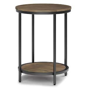 Jenna Industrial 18 in. Wide Metal Round Accent Side Table in Warm Grey