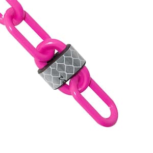 2 in. (#8,51 mm) x 100 ft. Magenta Reflective Plastic Barrier Chain