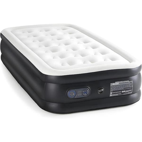 Angel Sar 18 in. Queen Camping Air Mattress, Waterproof Foldable Portable Aerobed with Built-in Electric High-Speed Pump, Grey