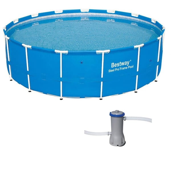 Bestway 15 ft. x 4 ft. Steel Pro Frame Above Ground Pool with Cartridge Filter Pump