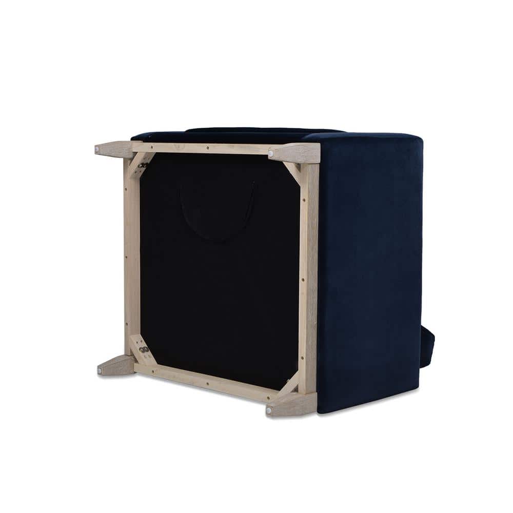 Knox Dark Navy Blue Velvet Armchair with Birch Legs
