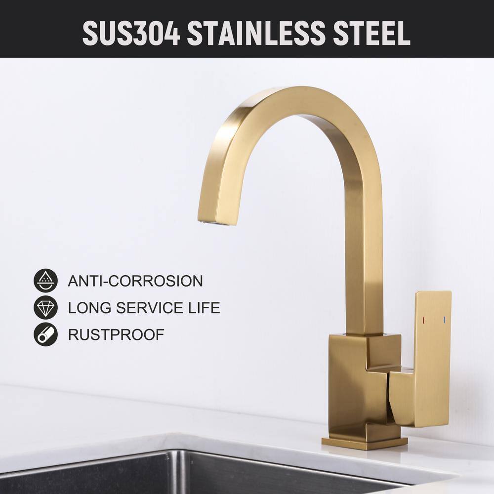 Brushed Gold Stainless Steel Single Handle Bar Faucet