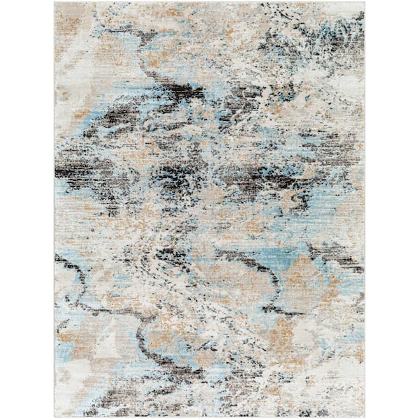 Livabliss Allegro Blue/Light Beige/Ivory Abstract 5 ft. x 7 ft. Indoor Area Rug