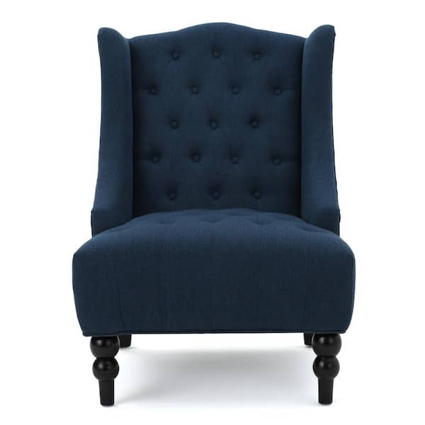 Noble House Toddman Dark Blue Fabric High Back Accent Chair