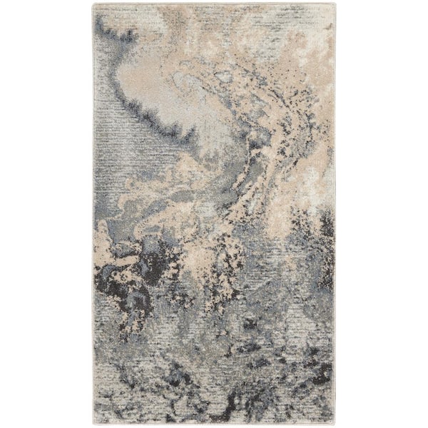 Nourison Maxell Grey 4 ft. x 6 ft. Abstract Modern Area Rug