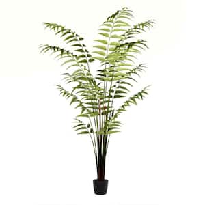 7 ft. Green Artificial Leather Other Everyday Fern in Pot