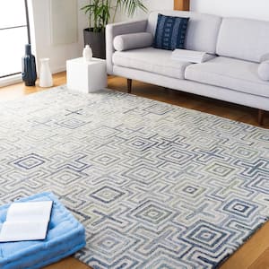 Marquee Ivory/Blue 8 ft. x 10 ft. Geometric Area Rug