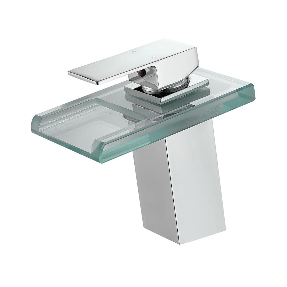 Waterfall Single Handle Single Hole Bathroom Faucet with Water Supply Hoses