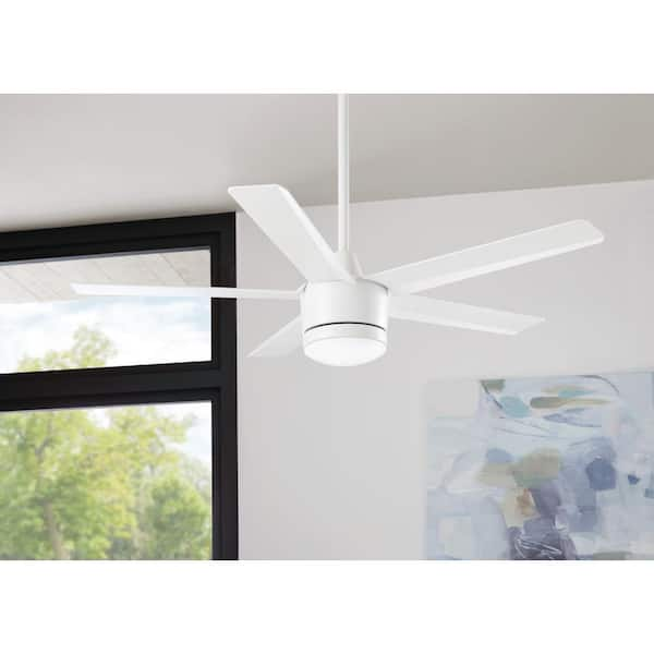 Merwry 52 in. Intergrated LED Matte White Ceiling Fan With Light And Remote Control