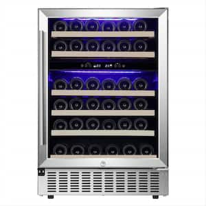 23.43 in. Dual Zone 46 Bottles and 156 Cans Freestanding/Built-In Beverage and Wine Cooler in Black