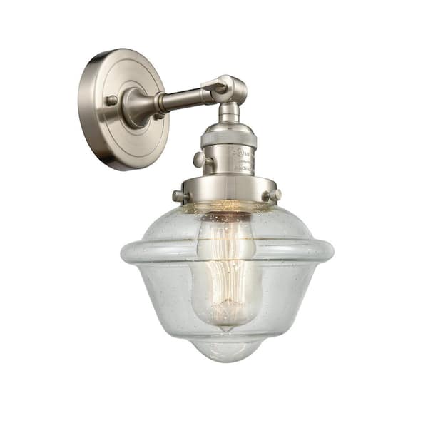 Innovations Oxford 1-Light Seedy, Brushed Satin Nickel Wall Sconce with Clear Glass Shade