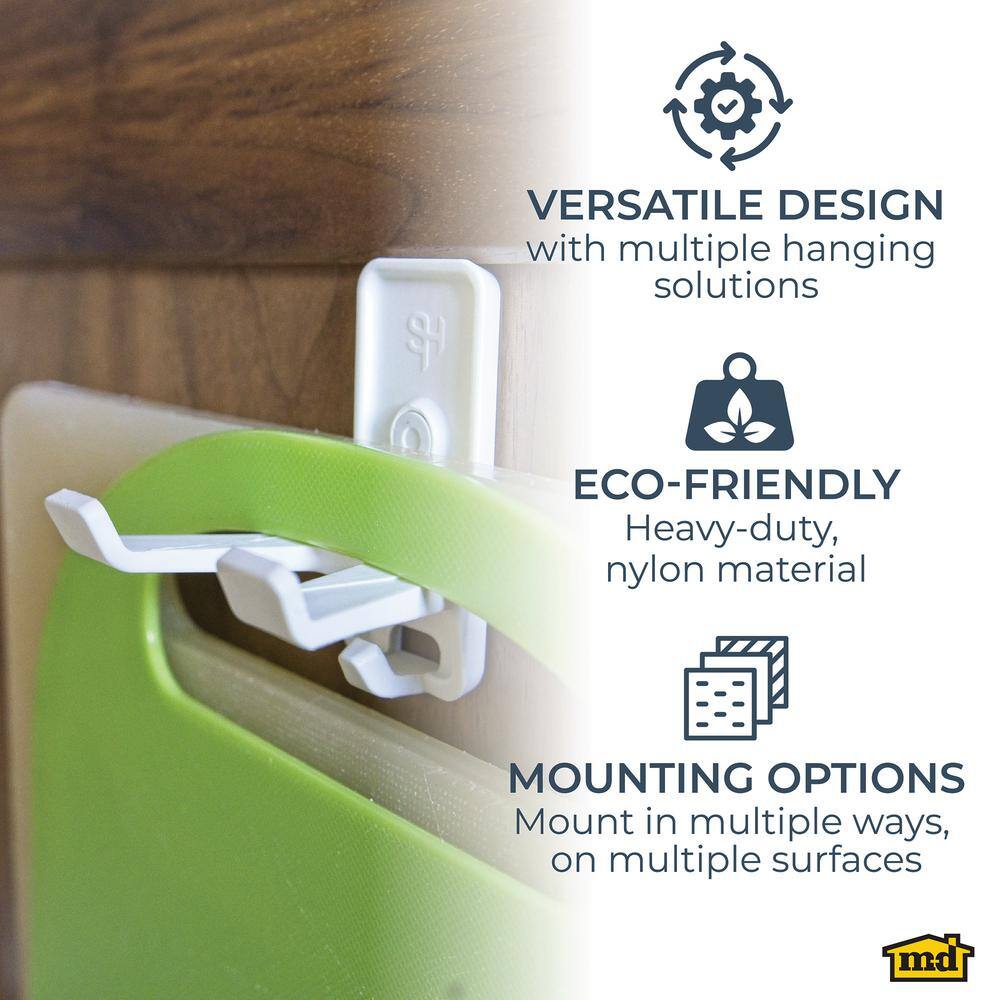 White Plastic Dual Utility Hook with Screws