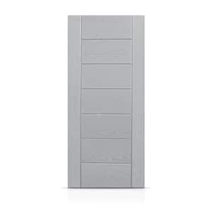 36 in. x 80 in. Reversible Frosted Exterior Gray with Designer Decorative Fiberglass Front Door Slab Without Glass