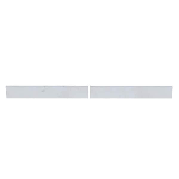 61 in. W x 0.75 in. x 4 in. Engineered Carrara Marble Bathroom Vanity Backsplash (2-Pieces of 30.5 in.)