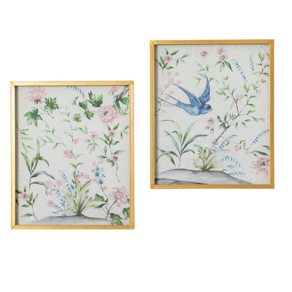 SULLIVANS 2 Piece Gold Framed Floral Wall Decor, 19 in. x 16 in