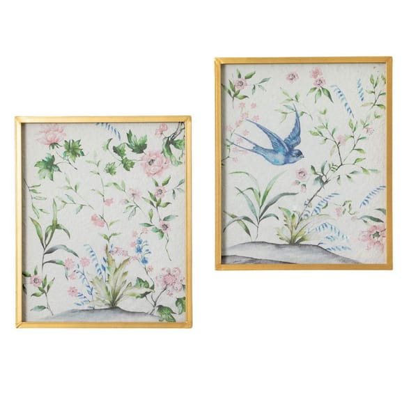 SULLIVANS 2 Piece Gold Framed Floral Wall Decor, 19 in. x 16 in .