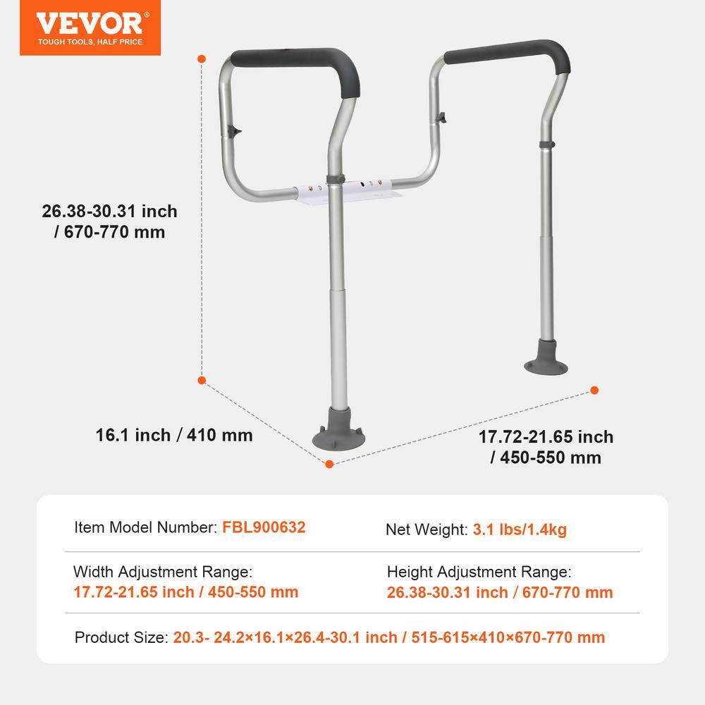 Adjustable Aluminum Toilet Safety Frame with Handrails