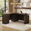 FUFU&GAGA 63 in. L-Shaped Brown Wood Grain Electric Adjustable Height Computer Desk with 3-Drawers, Memory Settings and Cabinet J-KF150254-01ab