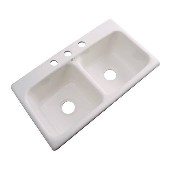 Thermocast Brighton Drop-In Acrylic 33 in. 3-Hole Double Bowl Kitchen Sink in Natural