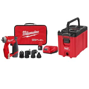 M12 FUEL 12V Lithium-Ion Brushless Cordless 4-in-1 Installation 3/8 in. Drill Driver Kit & 4-Tool Heads W/PACKOUT