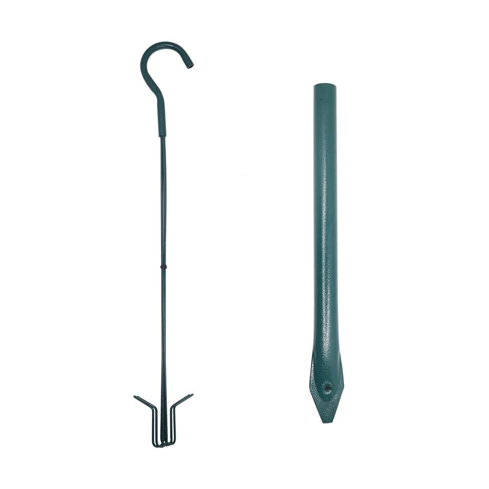 Green Metal Hanging Platform Bird Feeder with Removable Grid