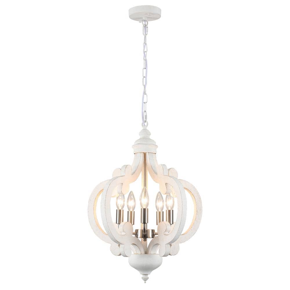 5-Light Nickel Cottage Chandelier Hanging Ceiling Lamp for Kitchen Island