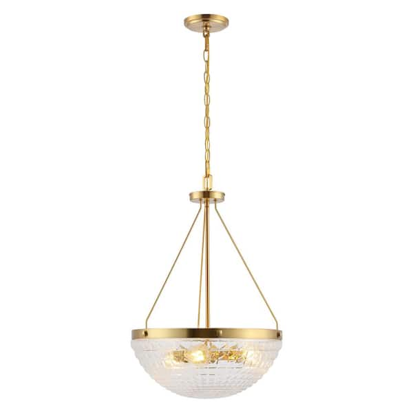 SAFAVIEH Thorin 4-Watt 3-Light gold Pendant Light with glass Shade