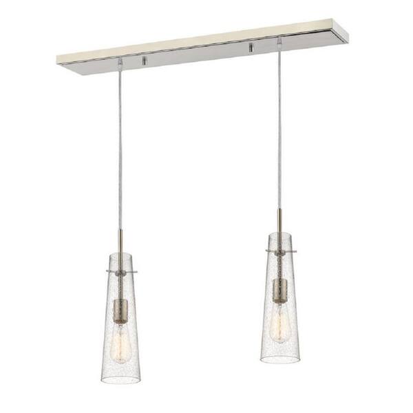 Filament Design Hervey 2-Light Brushed Nickel Billiard Light with Clear Seedy Glass Shade